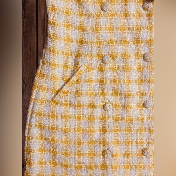 NBD Women’s Size Medium Bergette Mini Dress In Yellow & White • Double Breasted - Picture 5 of 16